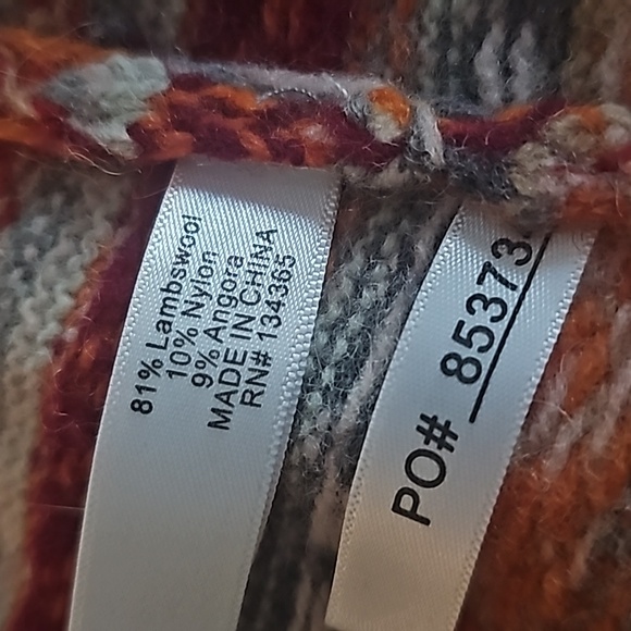 NWOT Boston Proper Argyle Fur Trim Full Zip Lamb's Wool Sweater Sz large - Picture 6 of 7